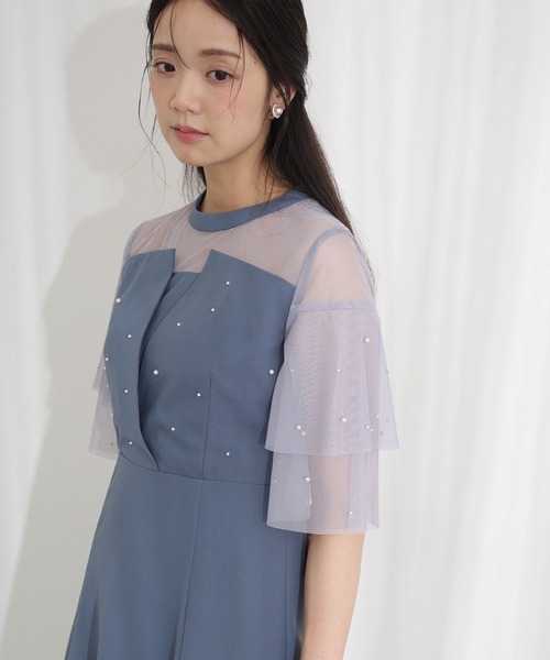 PourVous(プールヴー)の「パール つきビスチェ風ドレス ロング&袖あり フォーマル お呼ばれ 結婚式 二次会 パーティー ドレス オケージョンドレス 同窓会 成人式 謝恩会 20代 30代(ドレス・レディース・ピンク/ブラック/ブルー/グレー・M/L/SS)」の10枚目の写真