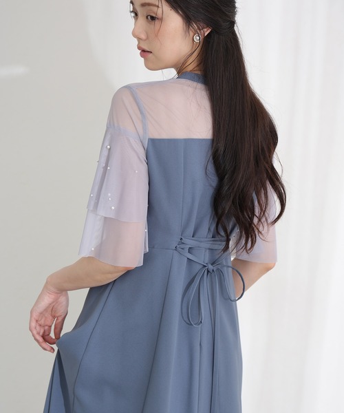 PourVous(プールヴー)の「パール つきビスチェ風ドレス ロング&袖あり フォーマル お呼ばれ 結婚式 二次会 パーティー ドレス オケージョンドレス 同窓会 成人式 謝恩会 20代 30代(ドレス・レディース・ピンク/ブラック/ブルー/グレー・M/L/SS)」の21枚目の写真
