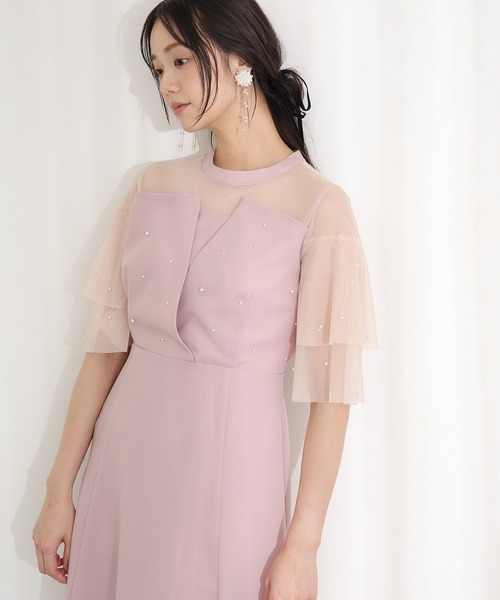 PourVous(プールヴー)の「パール つきビスチェ風ドレス ロング&袖あり フォーマル お呼ばれ 結婚式 二次会 パーティー ドレス オケージョンドレス 同窓会 成人式 謝恩会 20代 30代(ドレス・レディース・ピンク/ブラック/ブルー/グレー・M/L/SS)」の15枚目の写真