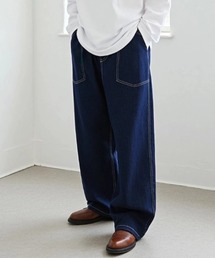 Lazar（ラザル）の「Denim Baker Pants/バギーシルエット デニム ベイカーパンツ/イージーパンツ（デニムパンツ・レディース）」