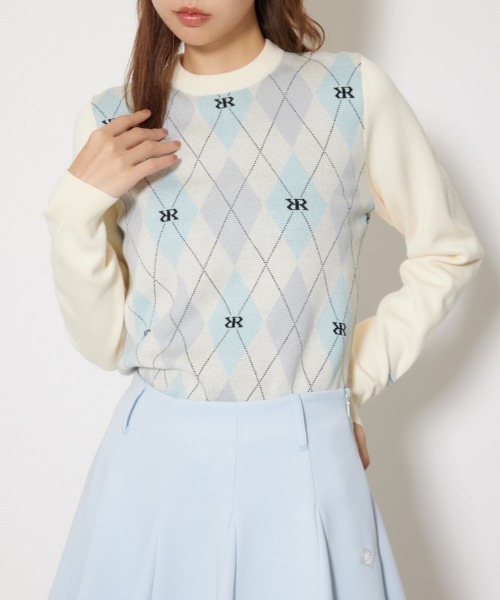 RIENDA GOLF】アーガイルジャガードニットトップス 秋服 冬服（ニット