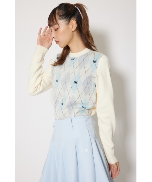 RIENDA GOLF(リエンダゴルフ)の「【RIENDA GOLF】アーガイルジャガードニットトップス 秋服 冬服(ニット/セーター・レディース・ブラウン/ホワイト/ピンク・MEDIUM/SMALL)」の8枚目の写真