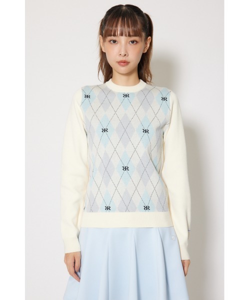 RIENDA GOLF】アーガイルジャガードニットトップス 秋服 冬服（ニット