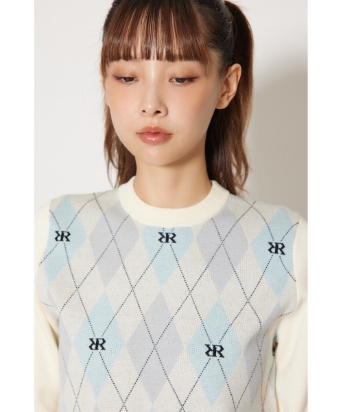 RIENDA GOLF】アーガイルジャガードニットトップス 秋服 冬服（ニット
