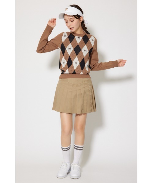 RIENDA GOLF】アーガイルジャガードニットトップス 秋服 冬服（ニット