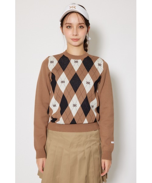 RIENDA GOLF】アーガイルジャガードニットトップス 秋服 冬服（ニット