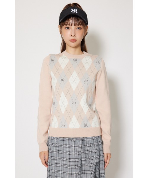 RIENDA GOLF(リエンダゴルフ)の「【RIENDA GOLF】アーガイルジャガードニットトップス 秋服 冬服(ニット/セーター・レディース・ブラウン/ホワイト/ピンク・MEDIUM/SMALL)」の5枚目の写真