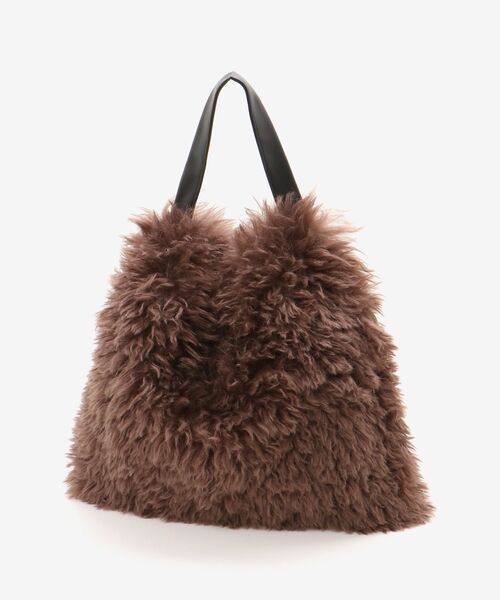 le.coeur blanc（ルクールブラン）の「ビッグエコファーバッグ（トートバッグ・レディース・ブラウン/グレイッシュベージュ・FREE）」の3枚目の写真