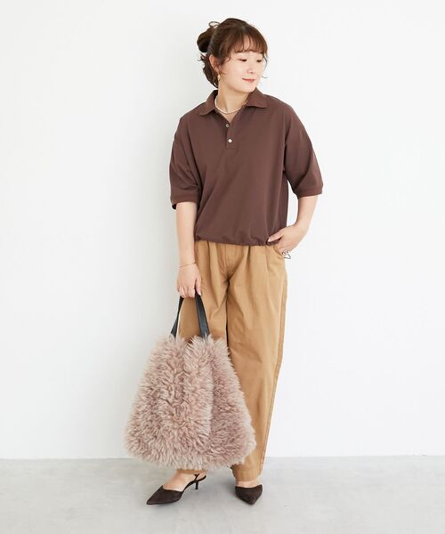 le.coeur blanc（ルクールブラン）の「ビッグエコファーバッグ（トートバッグ・レディース・ブラウン/グレイッシュベージュ・FREE）」の16枚目の写真