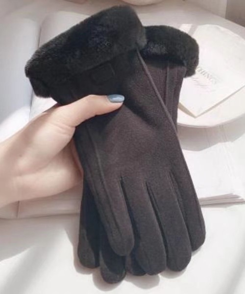 セール】【スマホ対応】フェイクスウェード ファー 手袋 グローブ
