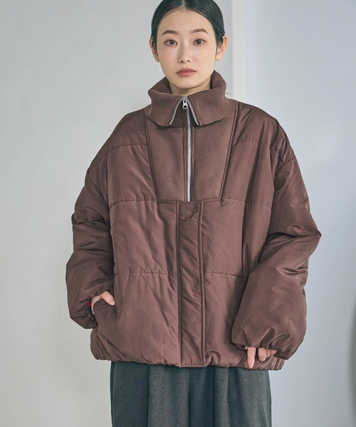 新品タグ付き★regleam バックフレアショートブルゾン セール】ハーフZIP風中綿ブルゾン / 496627（ブルゾン）｜LAKOLE