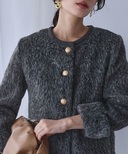 ELFRANK(エルフランク)の「メランジシャギー ノーカラー ジャケット(ノーカラージャケット・レディース・チャコールグレー/グレー・L/M)」の15枚目の写真