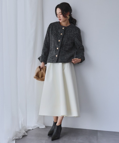 ELFRANK(エルフランク)の「メランジシャギー ノーカラー ジャケット(ノーカラージャケット・レディース・チャコールグレー/グレー・L/M)」の7枚目の写真