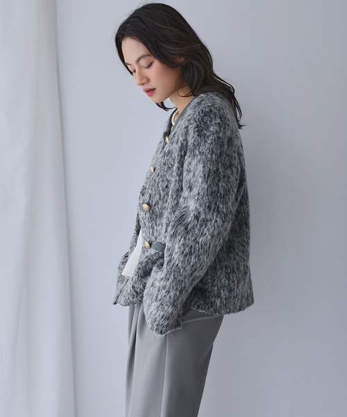 ELFRANK(エルフランク)の「メランジシャギー ノーカラー ジャケット(ノーカラージャケット・レディース・チャコールグレー/グレー・L/M)」の14枚目の写真