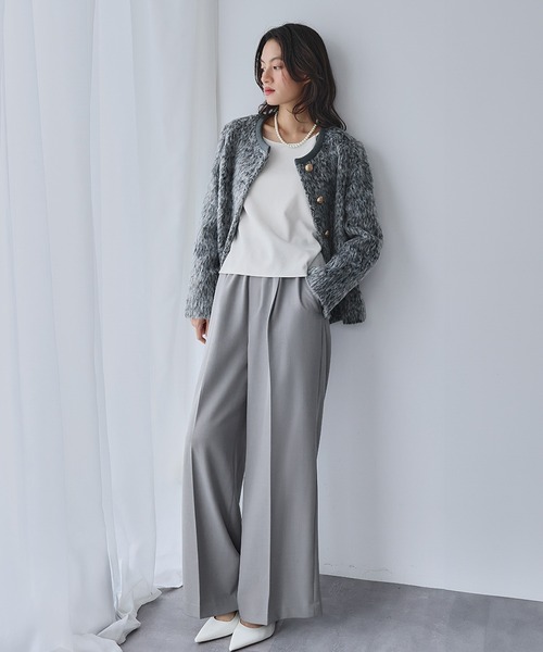 ELFRANK(エルフランク)の「メランジシャギー ノーカラー ジャケット(ノーカラージャケット・レディース・チャコールグレー/グレー・L/M)」の12枚目の写真