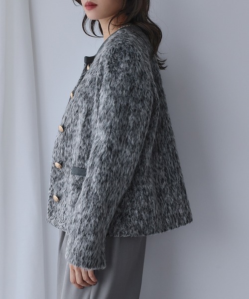 ELFRANK(エルフランク)の「メランジシャギー ノーカラー ジャケット(ノーカラージャケット・レディース・チャコールグレー/グレー・L/M)」の16枚目の写真