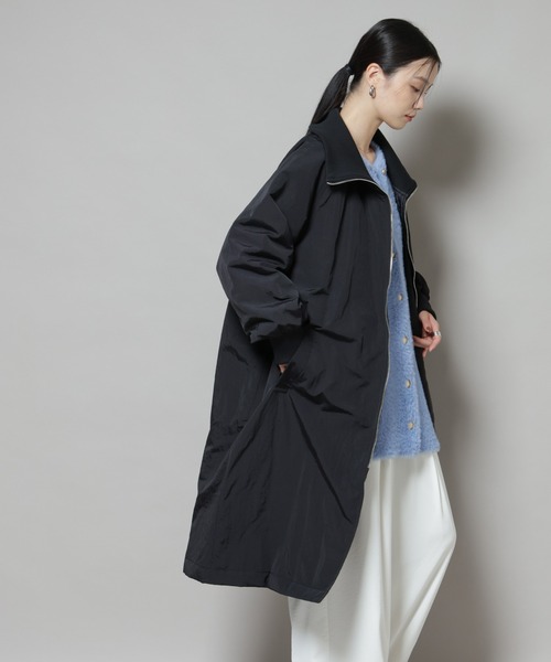 NANO universe（ナノユニバース）の「撥水加工・機能中綿 ジップアップリブロングコート（その他アウター・レディース・ブラック/カーキ/ライトグレー・FREE）」の22枚目の写真