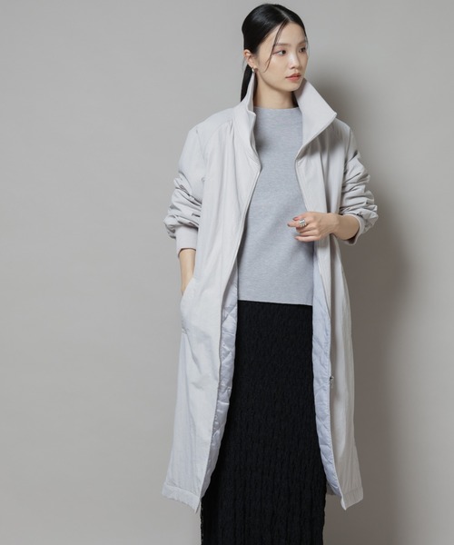 NANO universe（ナノユニバース）の「撥水加工・機能中綿 ジップアップリブロングコート（その他アウター・レディース・ブラック/カーキ/ライトグレー・FREE）」の9枚目の写真