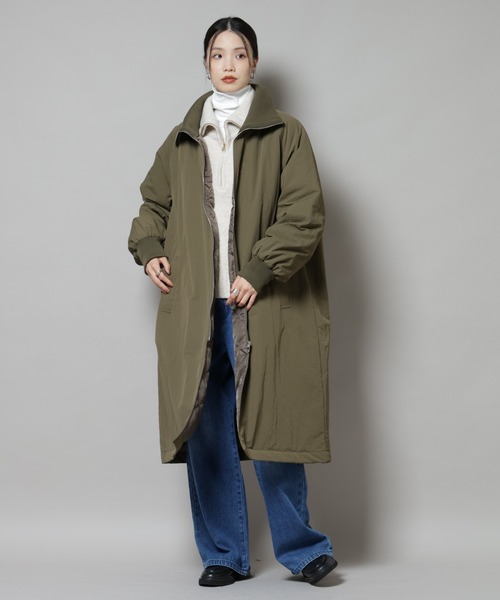 NANO universe（ナノユニバース）の「撥水加工・機能中綿 ジップアップリブロングコート（その他アウター・レディース・ブラック/カーキ/ライトグレー・FREE）」の11枚目の写真