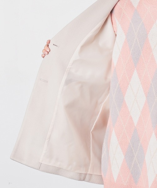 Honeys(ハニーズ)の「【抗菌防臭・静電気軽減】テーラードコート(チェスターコート・レディース・アイボリー/ブラック/ブラウン系その他/ヘザーチャコール・L/M/S)」の9枚目の写真