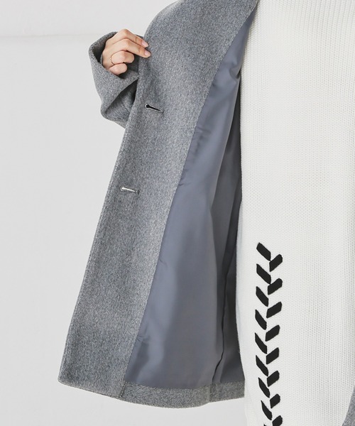 Honeys(ハニーズ)の「【抗菌防臭・静電気軽減】テーラードコート(チェスターコート・レディース・アイボリー/ブラック/ブラウン系その他/ヘザーチャコール・L/M/S)」の17枚目の写真