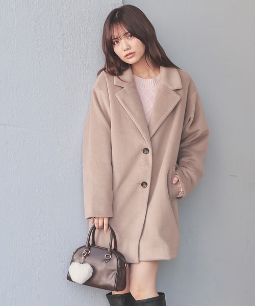 Honeys(ハニーズ)の「【抗菌防臭・静電気軽減】テーラードコート(チェスターコート・レディース・アイボリー/ブラック/ブラウン系その他/ヘザーチャコール・L/M/S)」の21枚目の写真