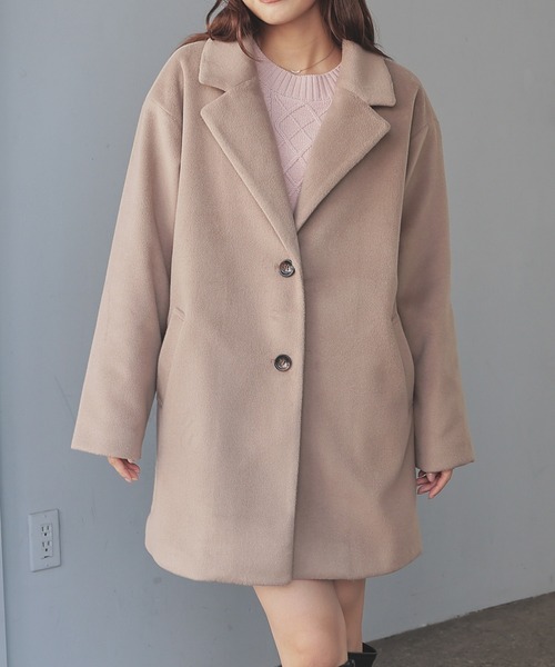 Honeys(ハニーズ)の「【抗菌防臭・静電気軽減】テーラードコート(チェスターコート・レディース・アイボリー/ブラック/ブラウン系その他/ヘザーチャコール・L/M/S)」の22枚目の写真