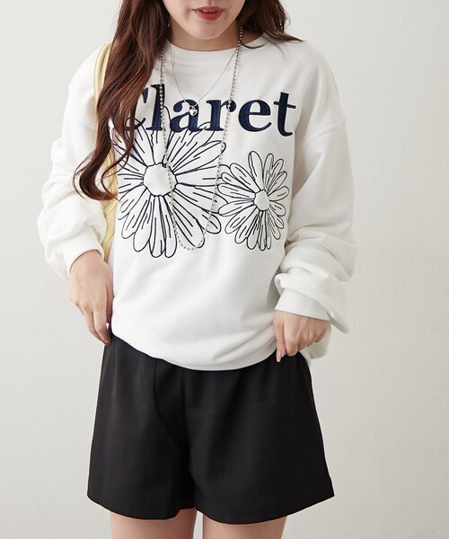 continuer de NICE CLAUP(コンティニューデナイスクラップ)の「フラワー刺繍スウェット(スウェット・レディース・ブラウン/スミクロ/オートミール/オフホワイト・FREE)」の5枚目の写真