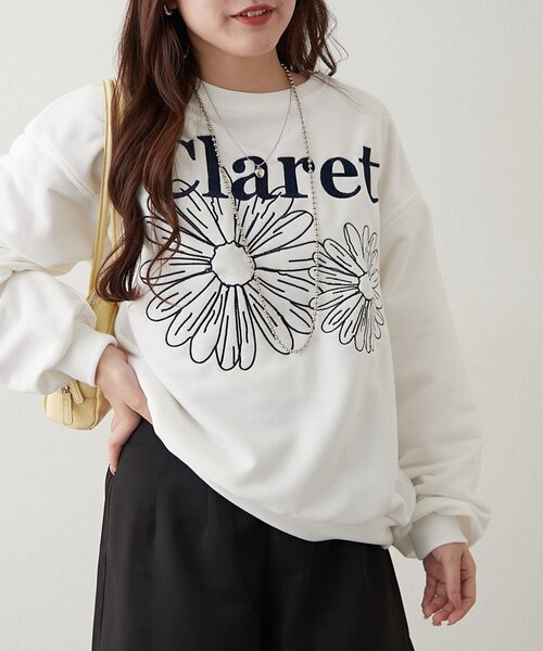 continuer de NICE CLAUP(コンティニューデナイスクラップ)の「フラワー刺繍スウェット(スウェット・レディース・ブラウン/スミクロ/オートミール/オフホワイト・FREE)」の11枚目の写真