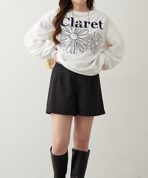 continuer de NICE CLAUP(コンティニューデナイスクラップ)の「フラワー刺繍スウェット(スウェット・レディース・ブラウン/スミクロ/オートミール/オフホワイト・FREE)」の9枚目の写真
