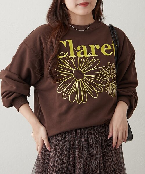 continuer de NICE CLAUP(コンティニューデナイスクラップ)の「フラワー刺繍スウェット(スウェット・レディース・ブラウン/スミクロ/オートミール/オフホワイト・FREE)」の18枚目の写真