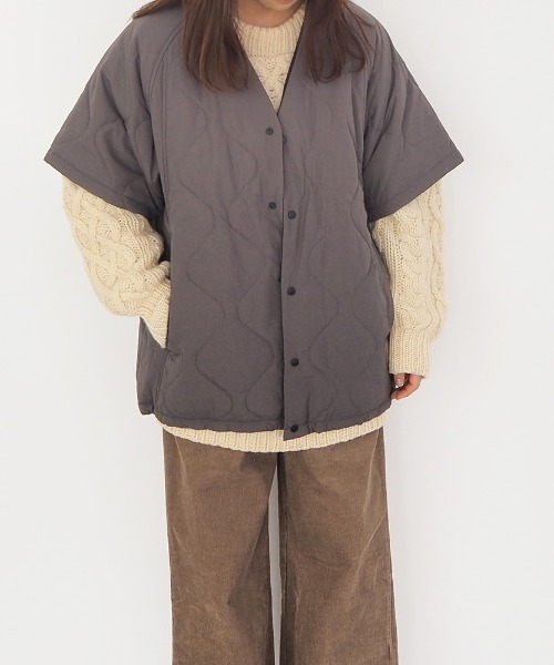 TIMELESS COMFORT（タイムレスコンフォート）の「DAN-TEN（ダンテン）コンフリーショートスリーブ（その他ルームウェア・レディース・ライトベージュ/チャコールグレー/セージグリーン・ONE SIZE）」の2枚目の写真