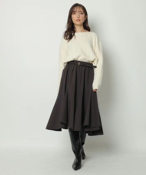 ベルト付きミディフレアスカート（スカート）｜Apuweiser-riche