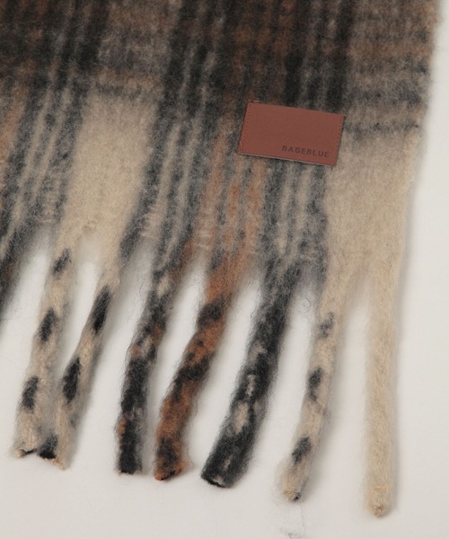 RAGEBLUE（レイジブルー）の「アソートフトフリンジマフラー（マフラー・レディース・オフホワイト/ネイビー/ライトブルー/ブラック/ワインレッド/キャメル・FREE）」の14枚目の写真