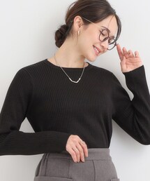 【絶妙なゆるピタ/洗濯機可】ちくちくしにくい リブクルーネックやわらかニット
