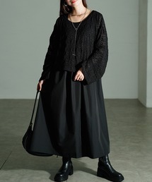 GOLDJAPAN（ゴールドジャパン）の「レースプルオーバー＆ノースリーブワンピース2点セット【大きいサイズ対応】（セットアップ）」