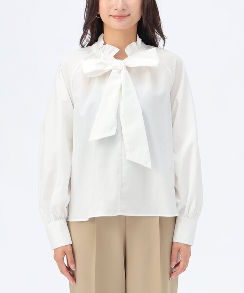 BEAMS HEART（ビームスハート）の「【セレモニー・ハレの日】ボウタイ ギャザー ブラウス（シャツ/ブラウス・レディース・サックスブルー/オフホワイト/ネイビー・FREE）」の20枚目の写真