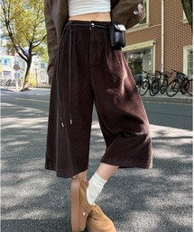 コーデュロイハーフワイドパンツ