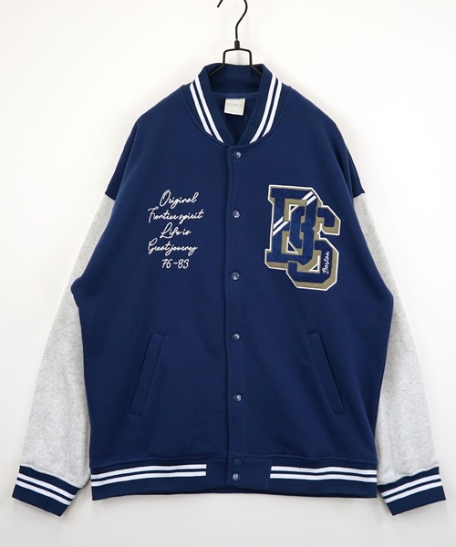 Burner（バーナー）の「【GROOVY STORE】ビッグサイズ スウェット ドットスタジャン 裏起毛（スタジャン・メンズ・スミクロ/ネイビー/ブラック・M/L/LL）」の10枚目の写真