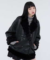 Ellno de Mavie(エルノデメヴィ)のウェーブエコファーフェイクムートンコート(ムートンコート)