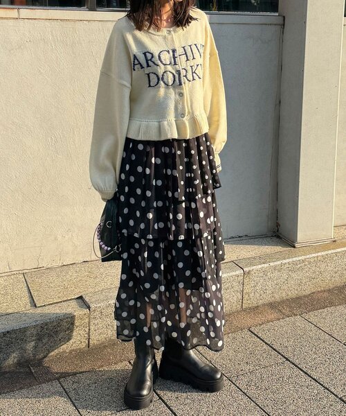 CIAOPANIC(チャオパニック)の「ドットプリーツティアードスカート(スカート・レディース・オフホワイト/ブラック/ベージュ・ONE SIZE)」の15枚目の写真