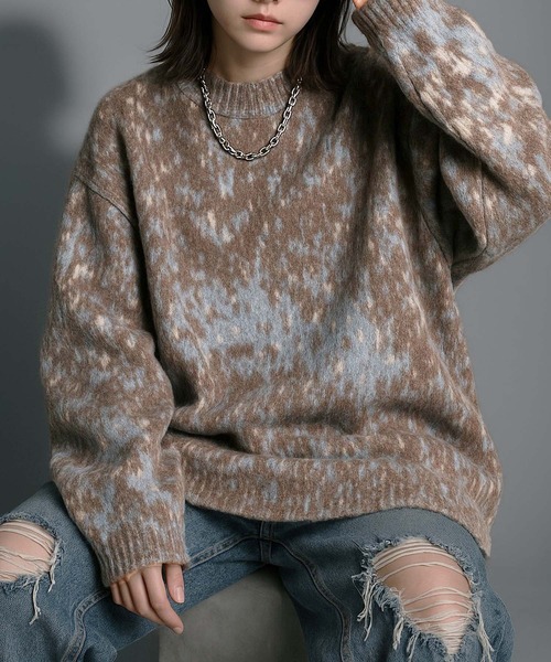 VIBGYOR（ヴィブジョー）の「【Korea Select】 ブラッシュニット（CN）（ニット/セーター・メンズ・ブラウン/グレー・FREE）」の7枚目の写真