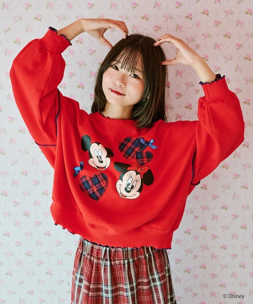 kutir（クティール）の「【クティールとレトロ】Disney/ディズニー　ミッキーマウス＆ミニーマウス／ハートパッチワークメロースウェット（スウェット・レディース・イエロー/レッド/ブルー・FREE）」の3枚目の写真