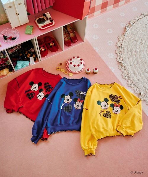 kutir（クティール）の「【クティールとレトロ】Disney/ディズニー　ミッキーマウス＆ミニーマウス／ハートパッチワークメロースウェット（スウェット・レディース・イエロー/レッド/ブルー・FREE）」の14枚目の写真