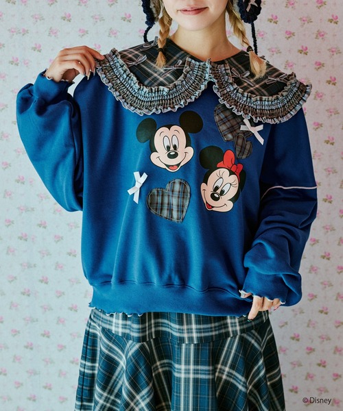 kutir（クティール）の「【クティールとレトロ】Disney/ディズニー　ミッキーマウス＆ミニーマウス／ハートパッチワークメロースウェット（スウェット・レディース・イエロー/レッド/ブルー・FREE）」の7枚目の写真