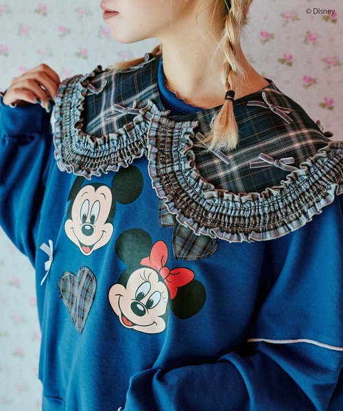 kutir（クティール）の「【クティールとレトロ】Disney/ディズニー　ミッキーマウス＆ミニーマウス／ハートパッチワークメロースウェット（スウェット・レディース・イエロー/レッド/ブルー・FREE）」の11枚目の写真