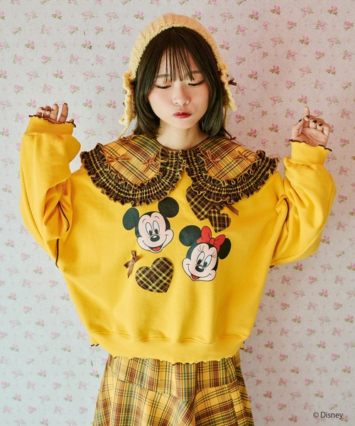 kutir（クティール）の「【クティールとレトロ】Disney/ディズニー　ミッキーマウス＆ミニーマウス／ハートパッチワークメロースウェット（スウェット・レディース・イエロー/レッド/ブルー・FREE）」の17枚目の写真
