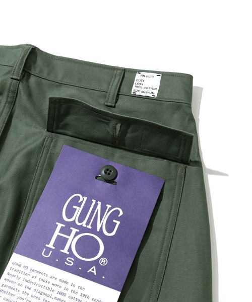 GUNG HO（ガンホー）の「GUNG HO/ ガンホー　BACK STAIN 4POCKETS WIDE FATIGUE TROUSER（その他パンツ・メンズ・オリーブ・MEDIUM/LARGE/X-LARGE）」の10枚目の写真