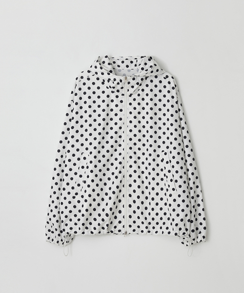 RONRON(ロンロン)の「HOODED WINDBREAKER JUMPER WHITE BLACK DOT(ナイロンジャケット・レディース・その他・FREE)」の1枚目の写真