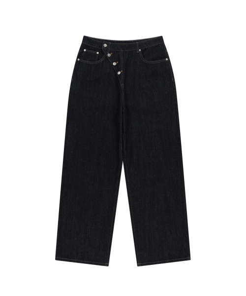 AAKAM（アーカム）の「Oblique Button Denim Pants (Dark Blue)（デニムパンツ・レディース・その他・1/2）」の14枚目の写真